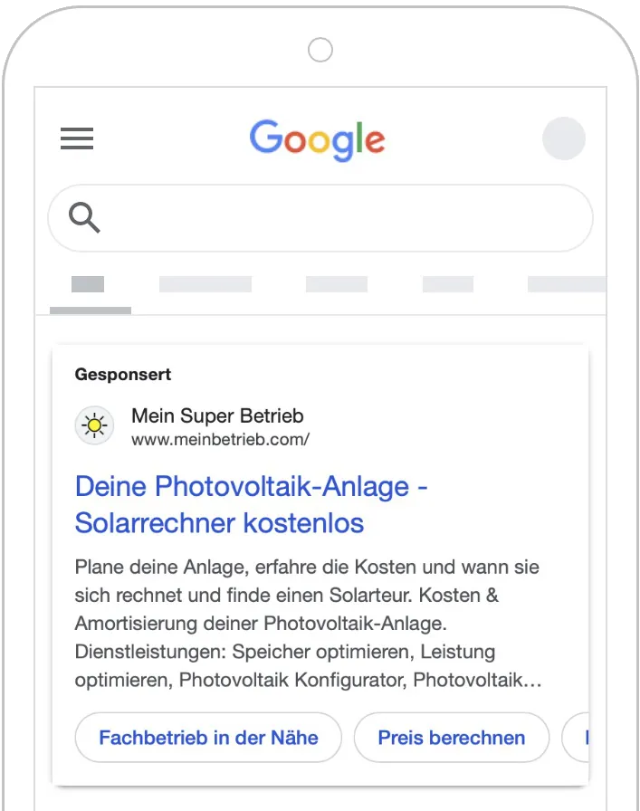 Online Marketing Kampagne für Google Suche